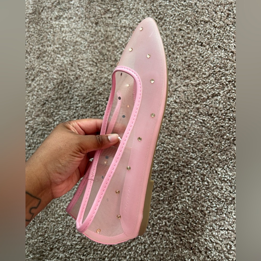 Forever 21 Pink Mesh Embellished Women's Ballet Flat